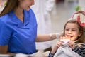 Cute little girl at dentistÃ¢â¬â¢s office